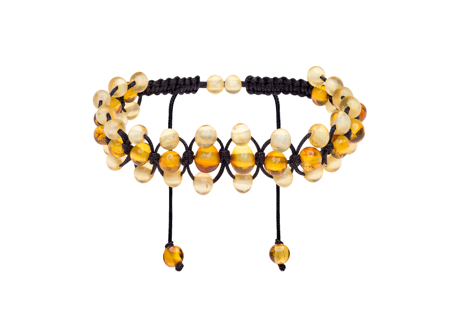 Genuine Amber Braided Bracelet Made With Polished Honey and Lemon