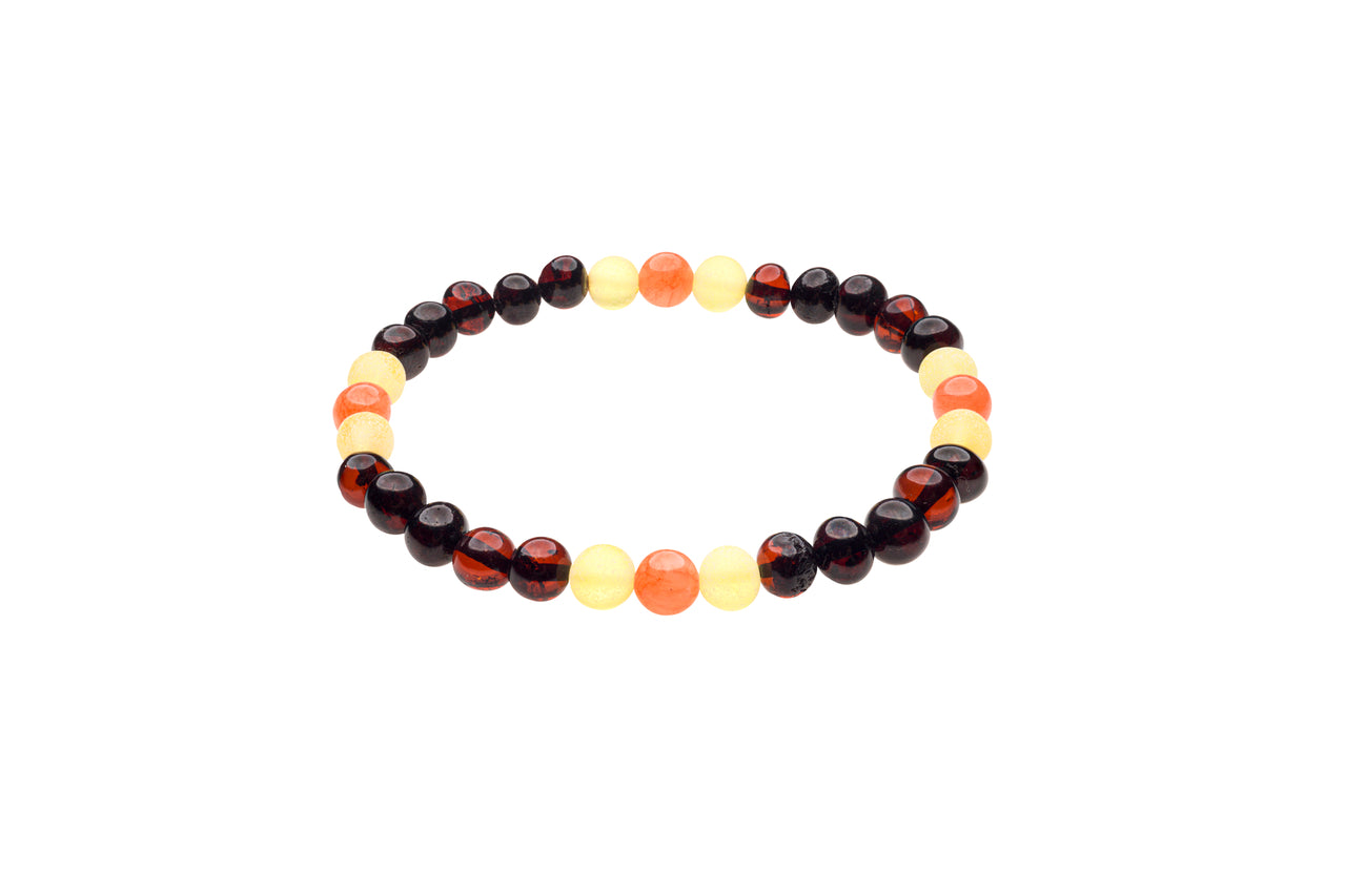 Genuine Amber Bracelet Made With Polished Cherry Unpolished Lemon and Orange Jade