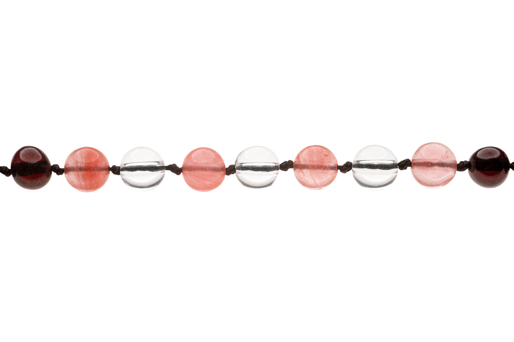 Genuine Amber Necklace & Bracelet Made With Polished Cherry & Quartz