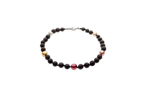 Genuine Amber Anklet Made With Unpolished Cherry & Pearls