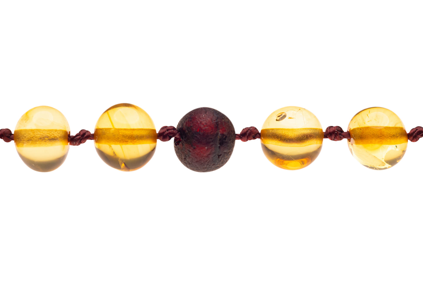Genuine Amber Bracelet Made With Polished Honey and Unpolished Cherry