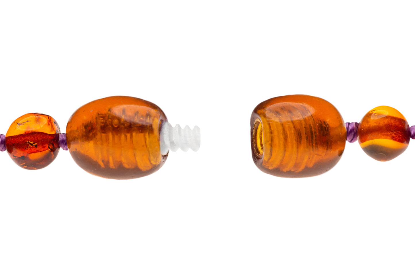 Genuine Amber Necklace & Bracelet Made With Polished Cognac Aquamarine & Amethyst