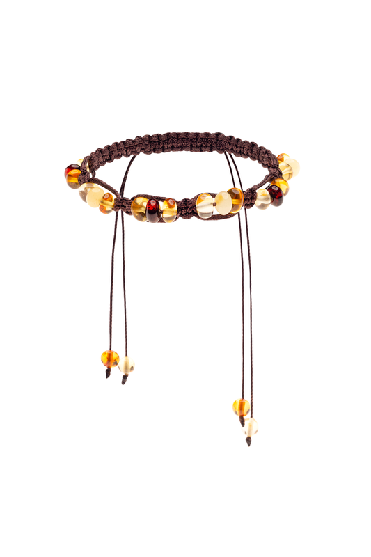 Genuine Amber Braided Bracelet Made With Multi-Color