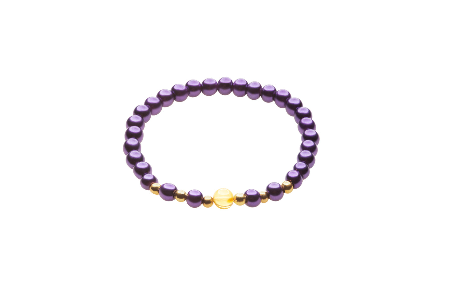 Genuine Amber Bracelet Made With Polished Lemon & Shell Pearl