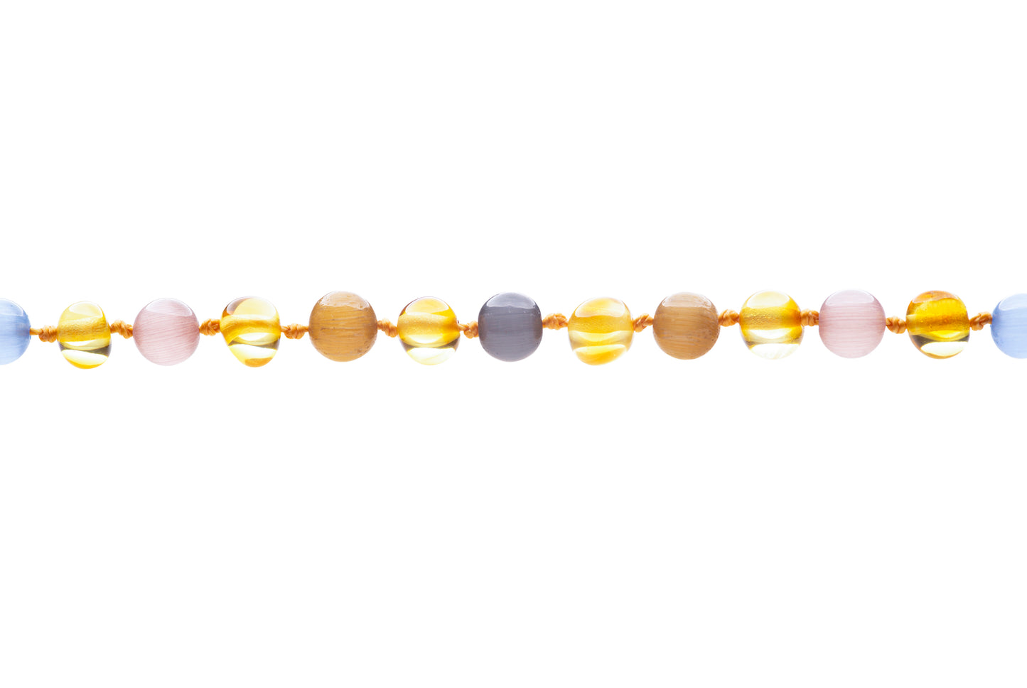 Genuine Amber Necklace Made With Polished Honey & Cat Eye Mix