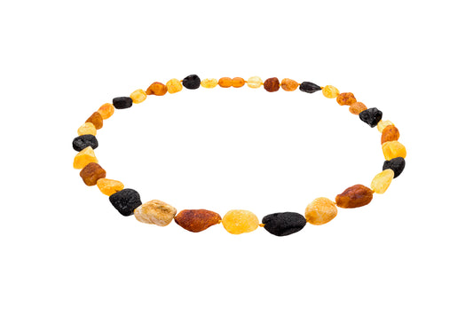 Genuine Amber Necklace Made With Unpolished Multi-color