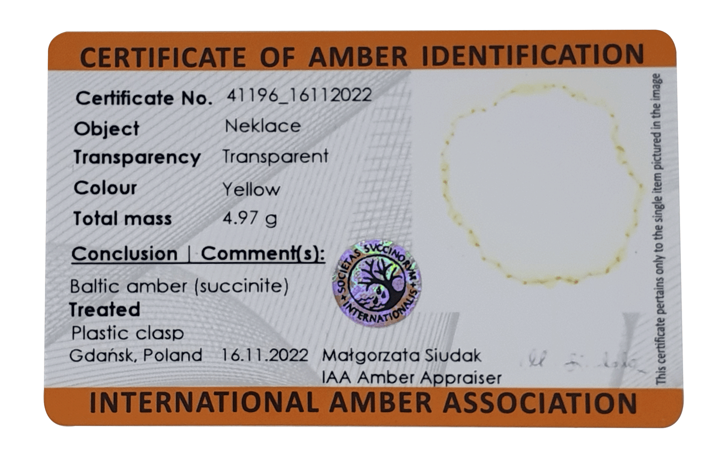 Genuine Amber Necklace Made With Polished Lemon