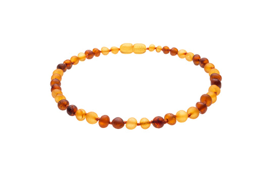 Genuine Amber Necklace Made With Unpolished Honey & Cognac