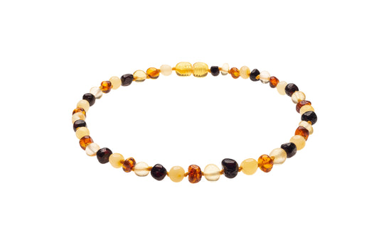 Genuine Amber Necklace Made With Polished Multi-Color