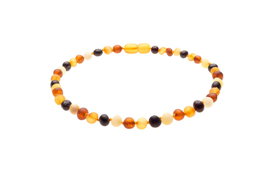 Genuine Amber Necklace Made With Unpolished Multi-Color