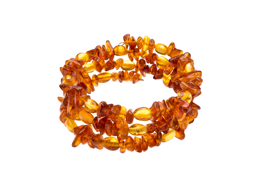 Genuine Amber Flexible Bracelet Made With Polished Cognac & Lemon