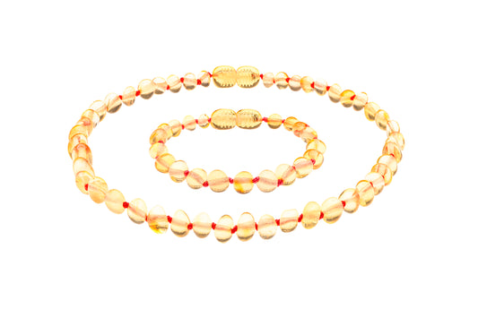 Genuine Amber Necklace & Bracelet Made With Polished Lemon