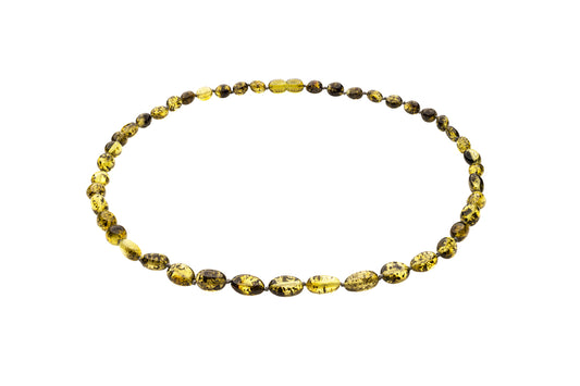 Genuine Amber Necklace Made With Polished Green