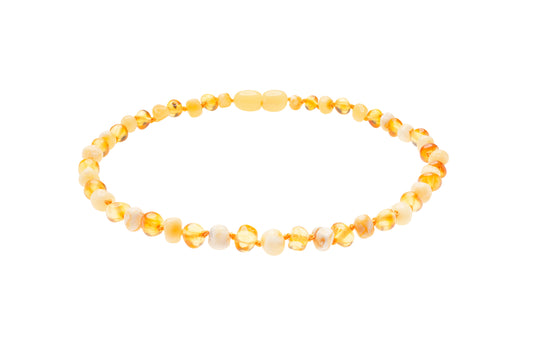 Genuine Amber Necklace Made With Polished Honey & Milky