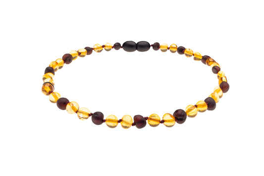 Genuine Amber Necklace Made With Polished Honey and Unpolished Cherry
